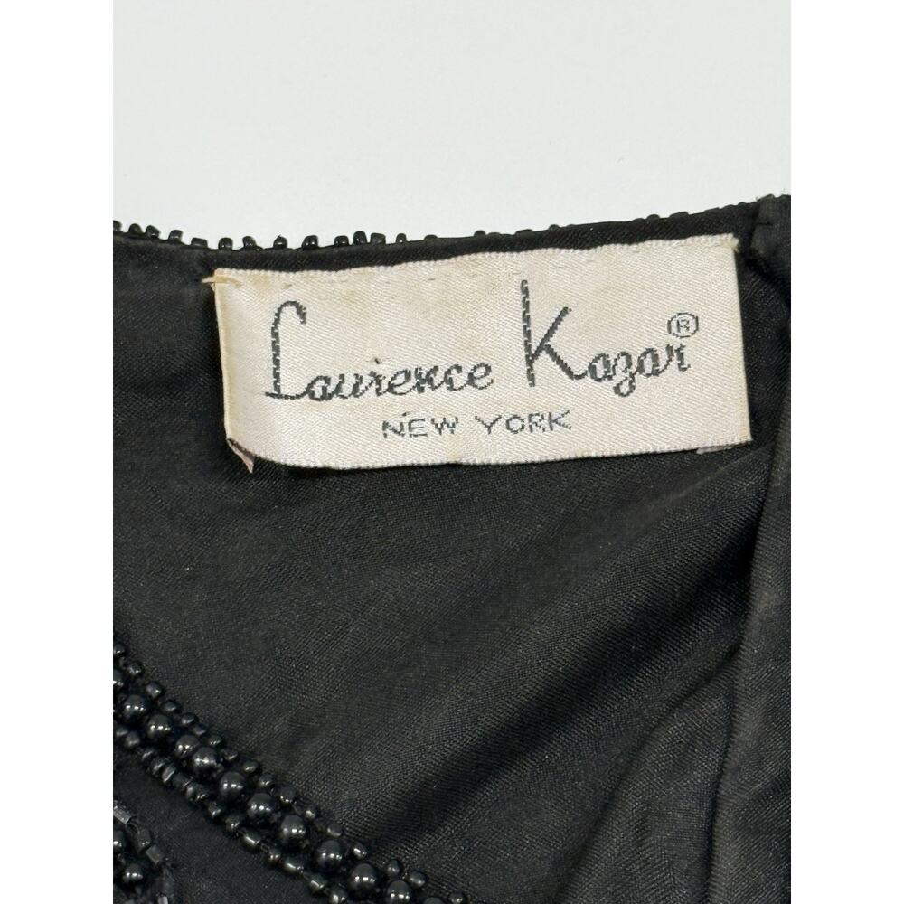 Vintage Lawrence Kazar Black Beaded Cocktail Formal Dress medium Silk - Picture 6 of 7